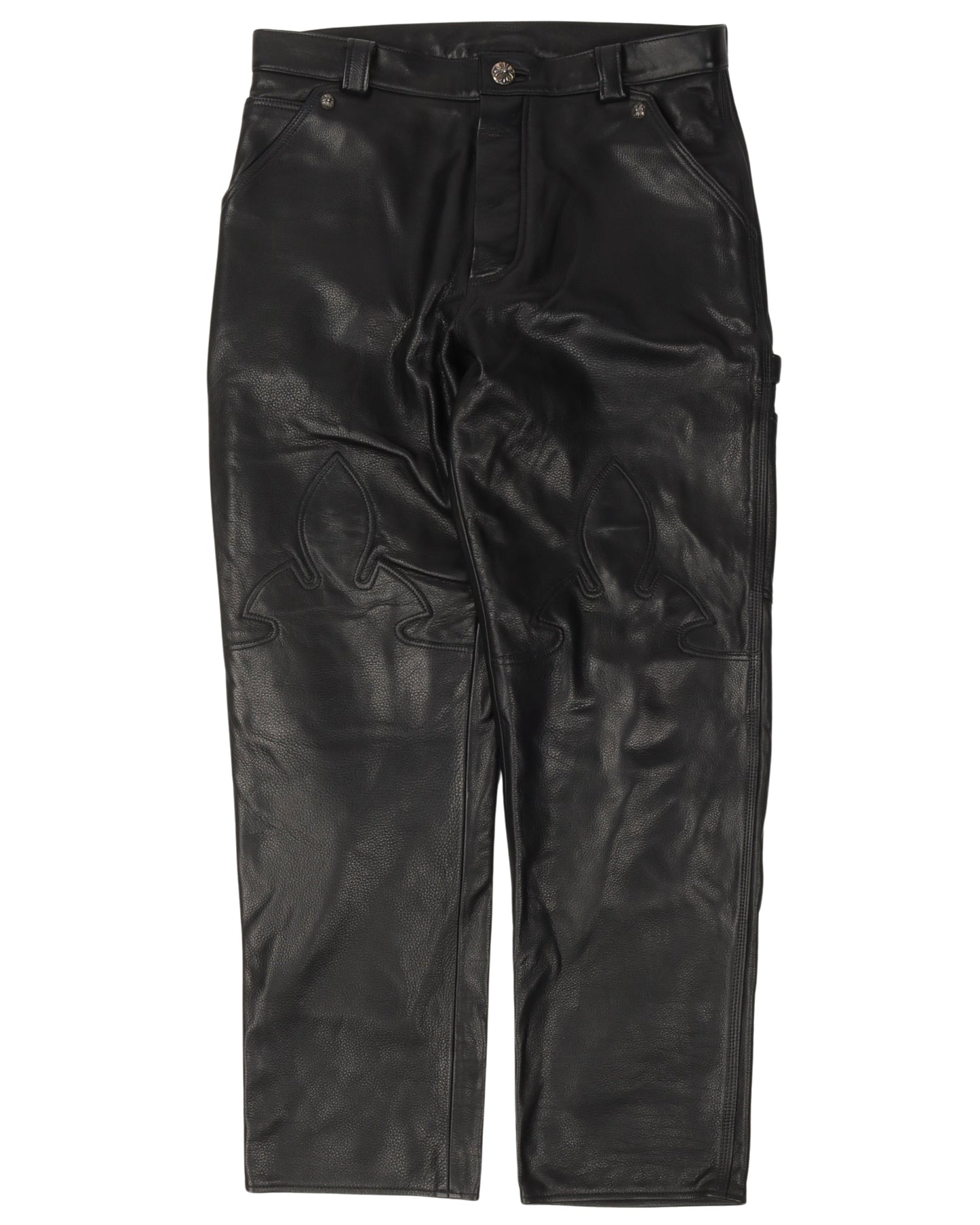 Goat Leather Fleur Knee Carpenter Pants