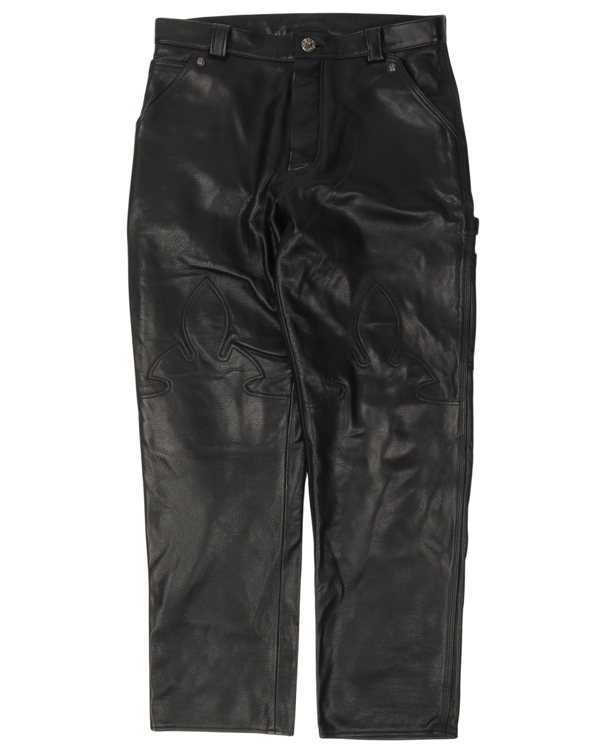 Goat Leather Fleur Knee Carpenter Pants