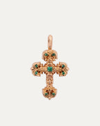 Gold Emerald Filigree Cross Pendant