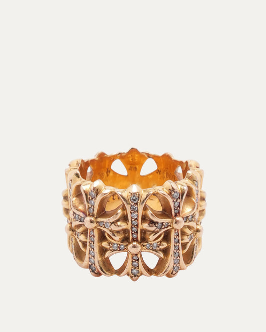 22k Gold and Diamond Cemetery Cross Ring