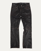 Crust Repaired Leather Flare Jeans