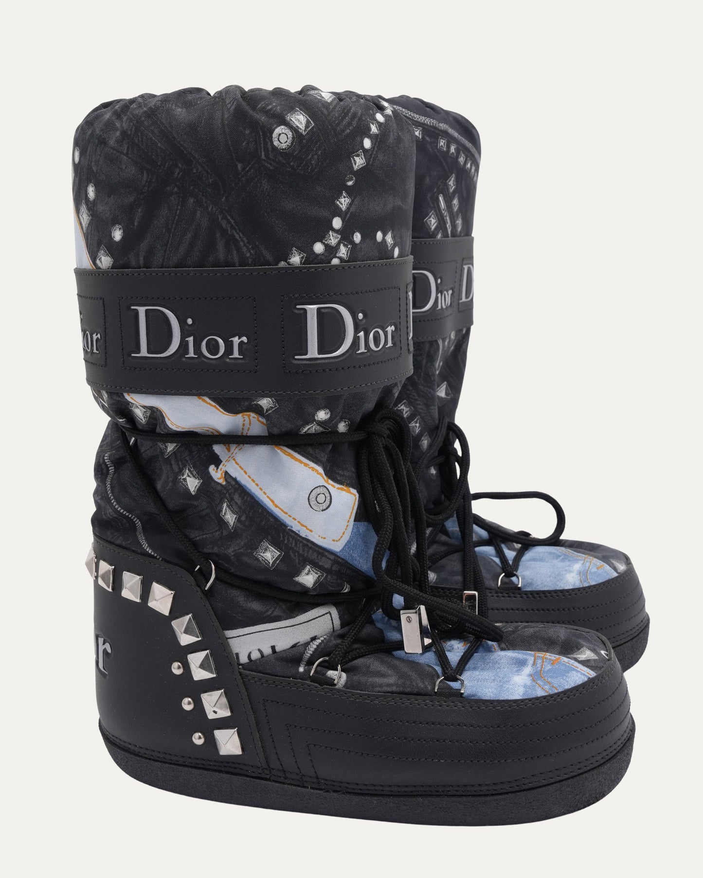 FW 2004 Trompe L'Oeil Denim Print Snow Boots