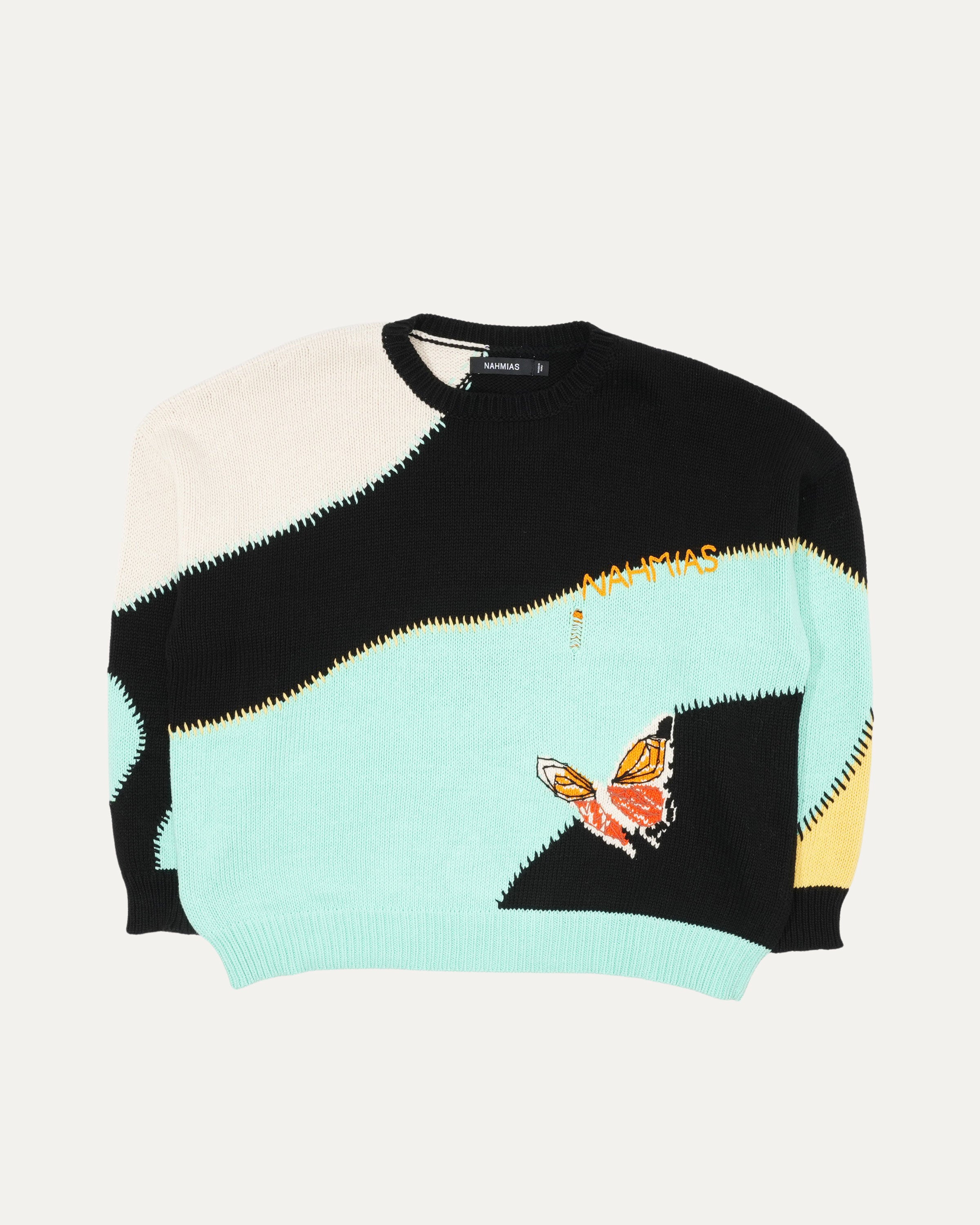 Butterfly Intarsia Crewneck Sweater