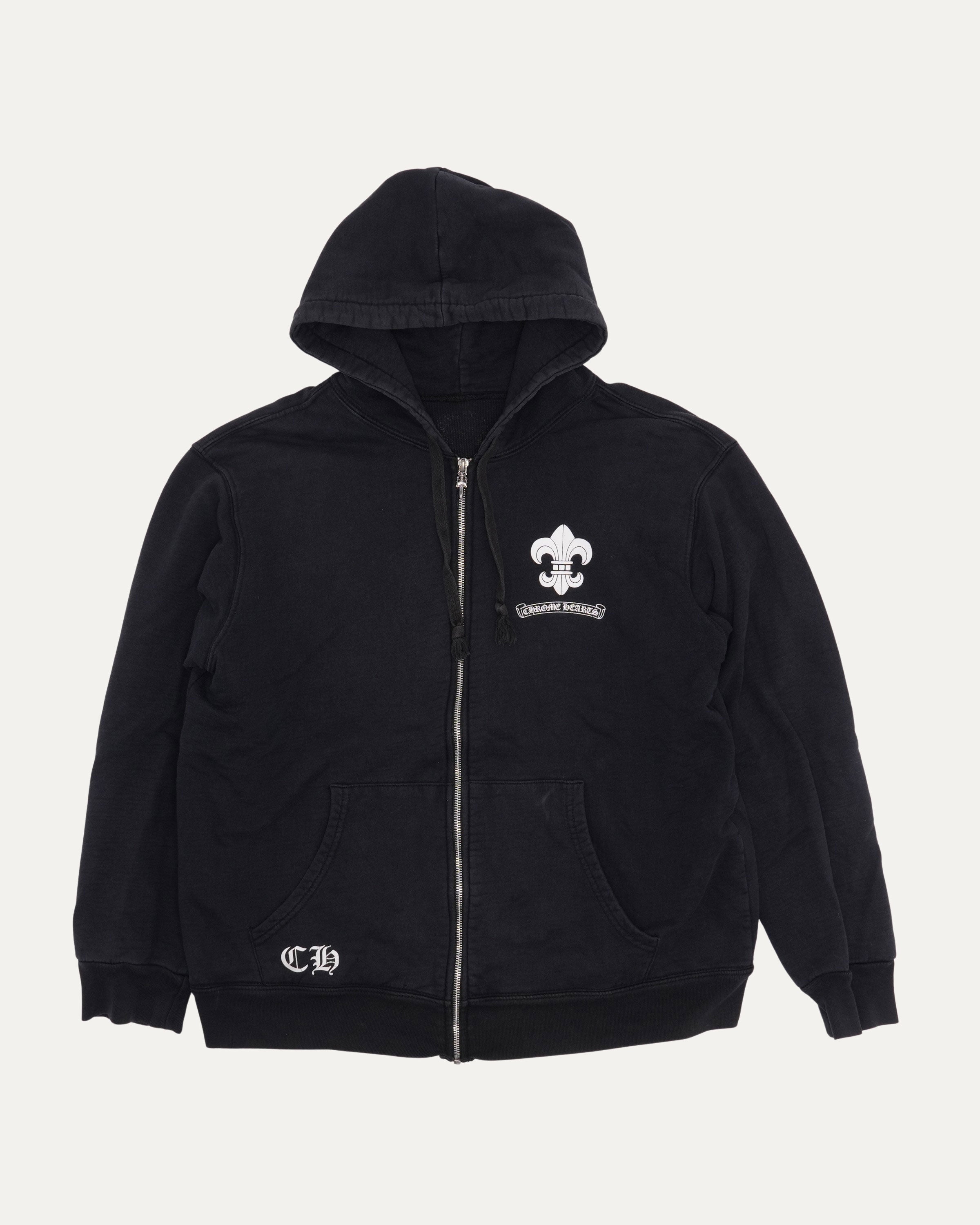 小物 CHRME HEARTS REC F ZIP2 SCRL LABEL Chrome Hearts Thermal Lined Fleur Logo Zip Up Hoodie – Justin Reed