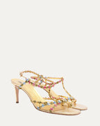 Gold Leather Heels with Floral Detail (c. 2004)