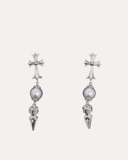 Mikimoto South Sea Pearl Cross Spike Earrings