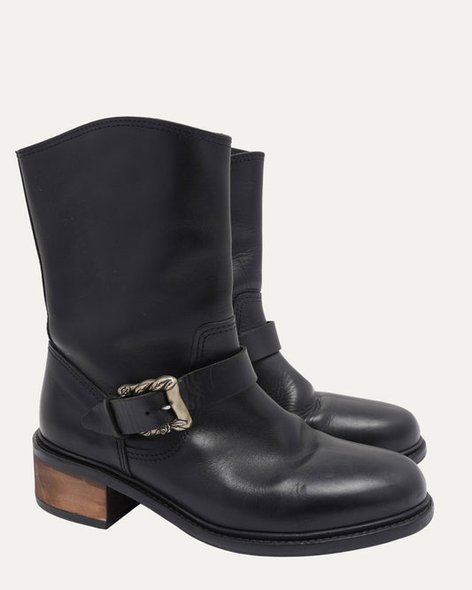 Rose Buckle Engineer Boots