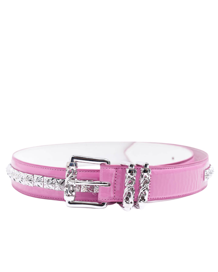 Paris Couture Week Exclusive Studded Patent Leather Celtic Roller Belt