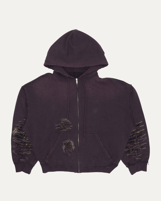 MM6 Distressed Zip Up Hoodie