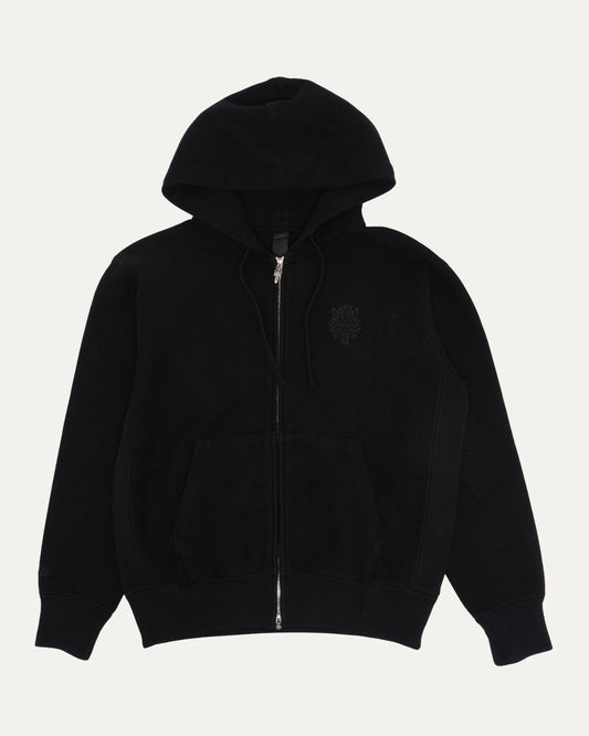 Black Embroidered Kingfish Vine Dagger Zip Up Hoodie
