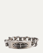 Floral Cross Fancy Link ID Bracelet