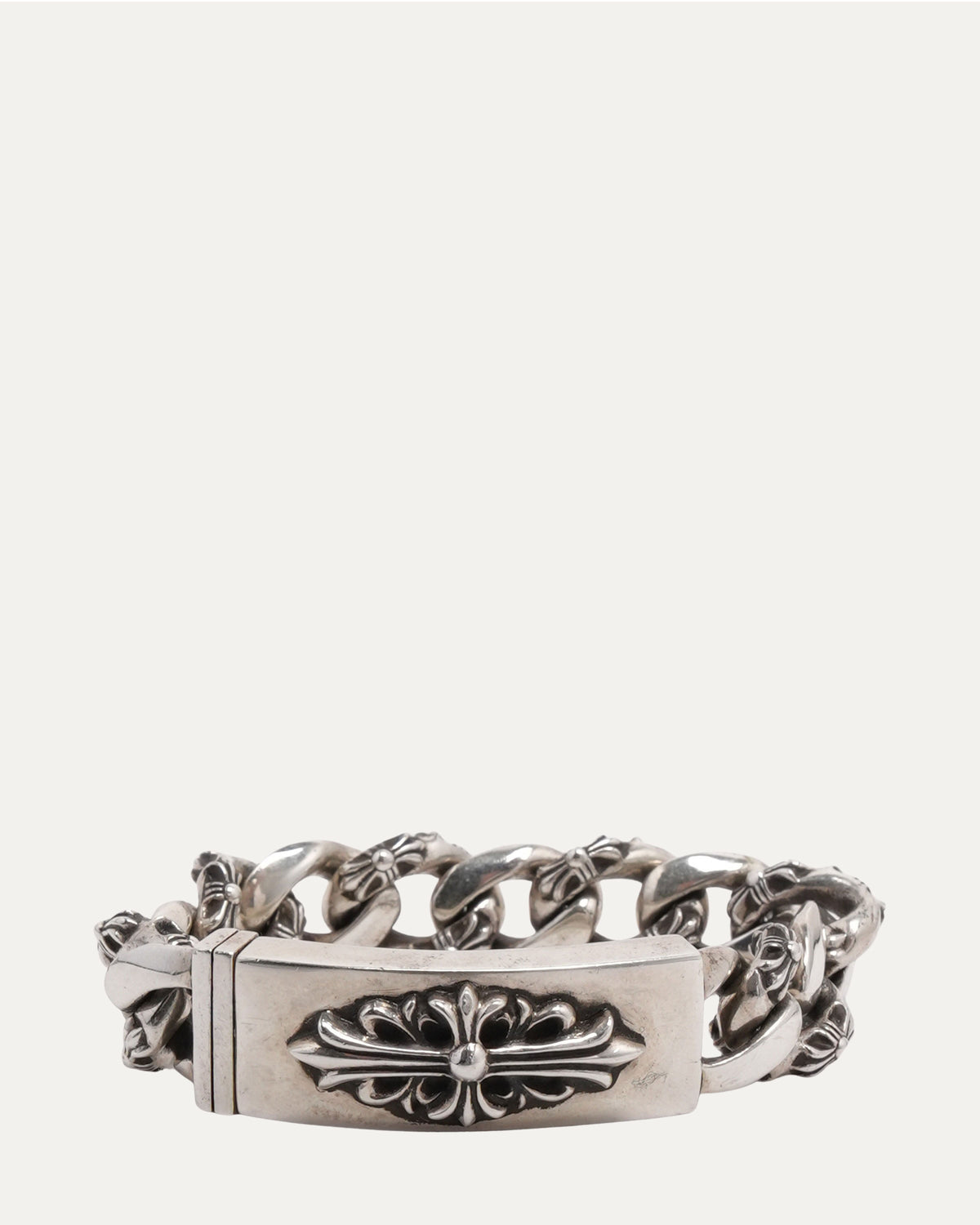 Floral Cross Fancy Link ID Bracelet