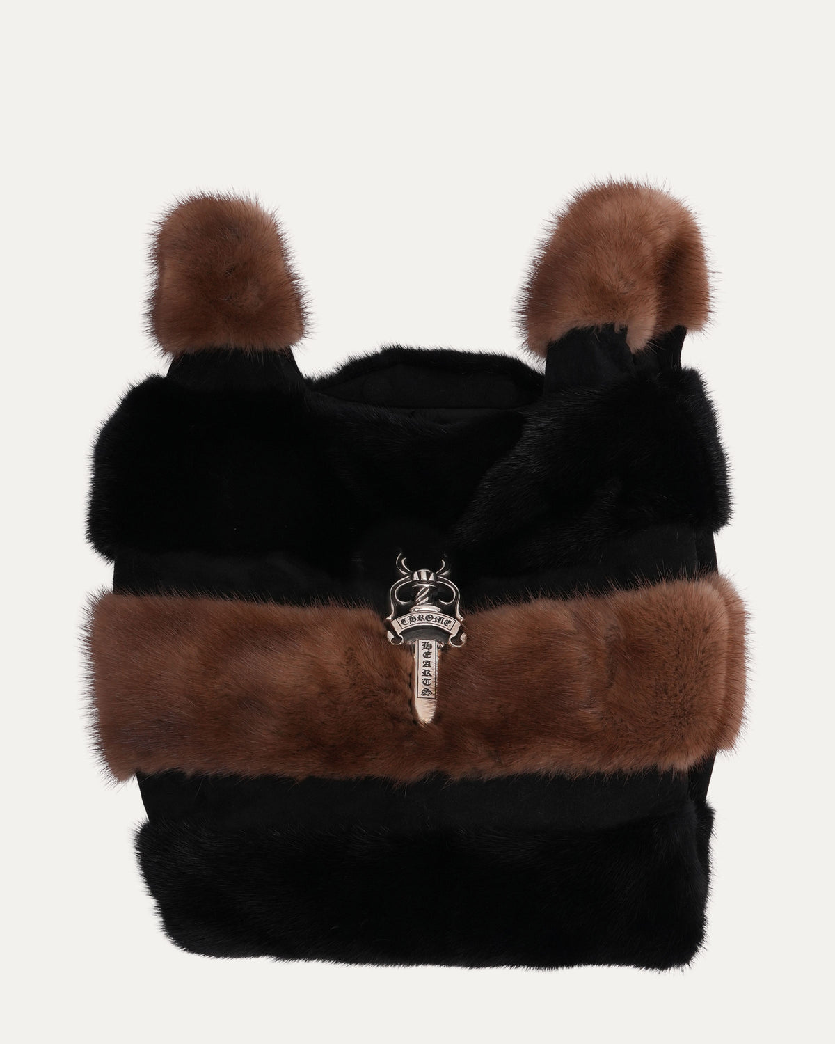 Dagger Embellished Fur Tote Bag