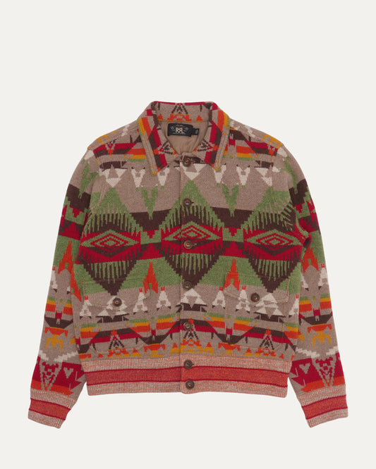 Southwestern Wool Blend Sweater Jacket