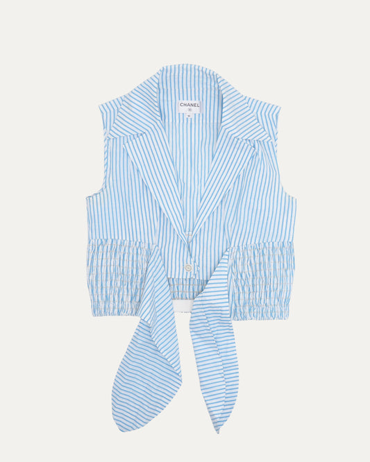 Striped Tie Hem Sleeveless Top