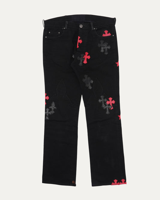 Fleur Knee Cross Star and Dagger and Patch Jeans