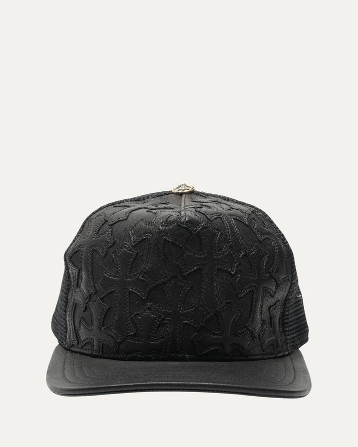 Leather Cross Patch Trucker Hat