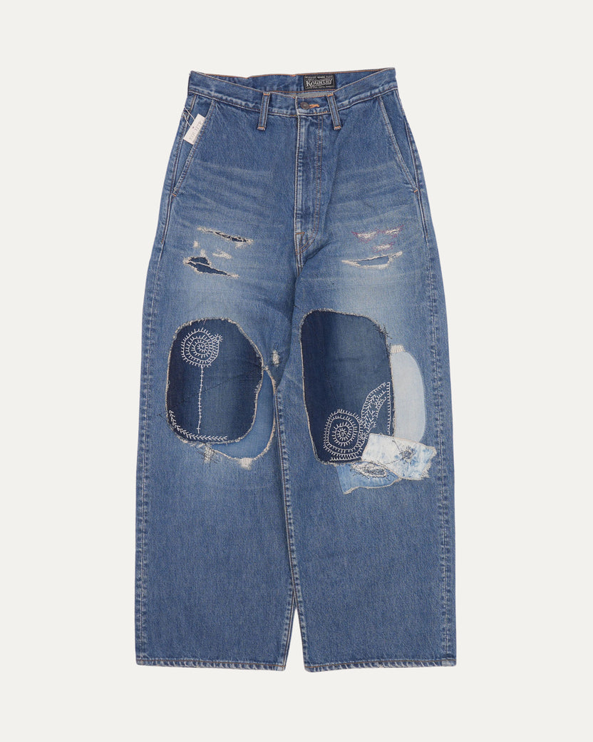 Hippie-Champetre Remake Denim Port Baggy Jeans