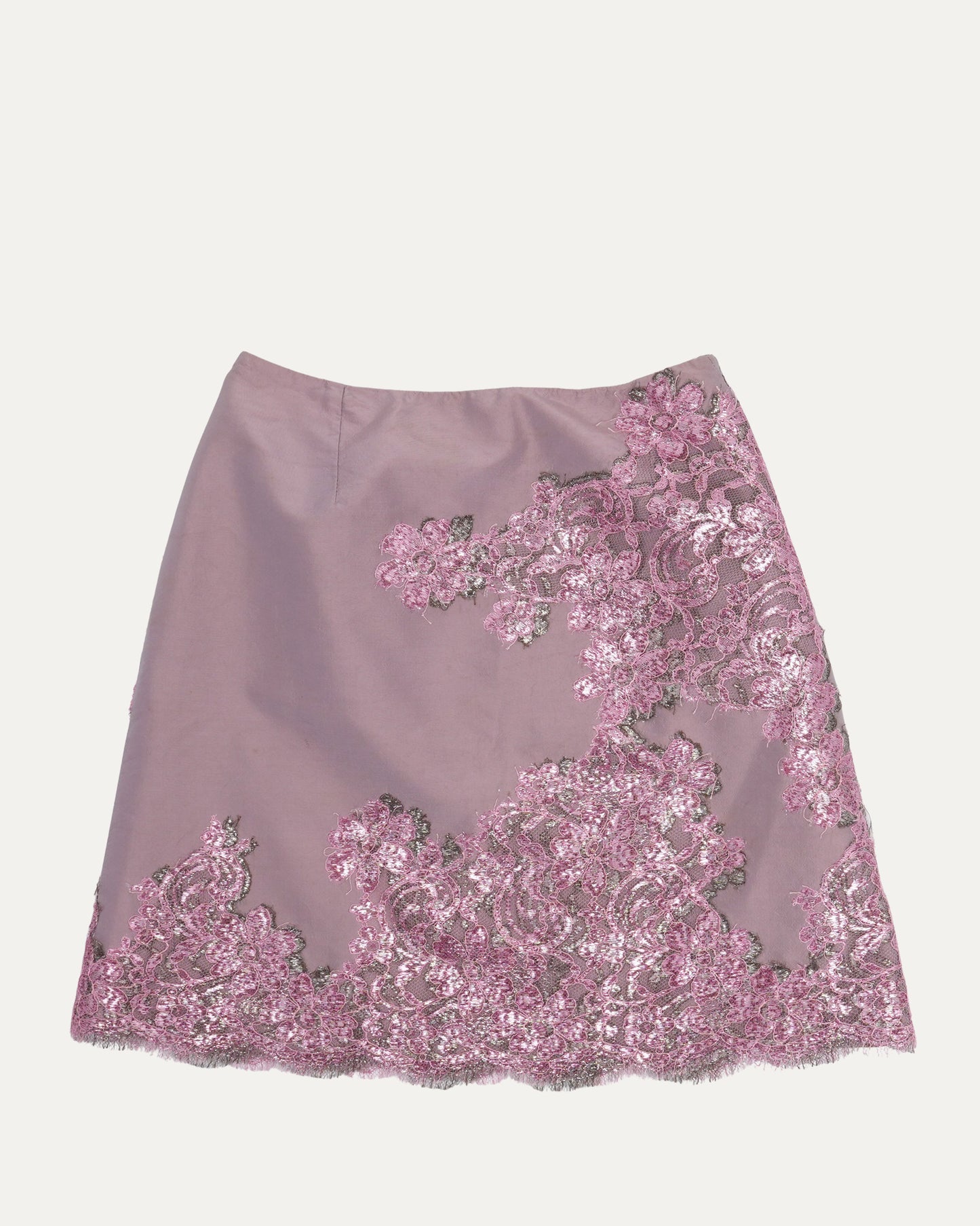 1990s Silk and Lace Skirt