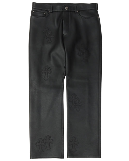 Cross Patch Leather Pants