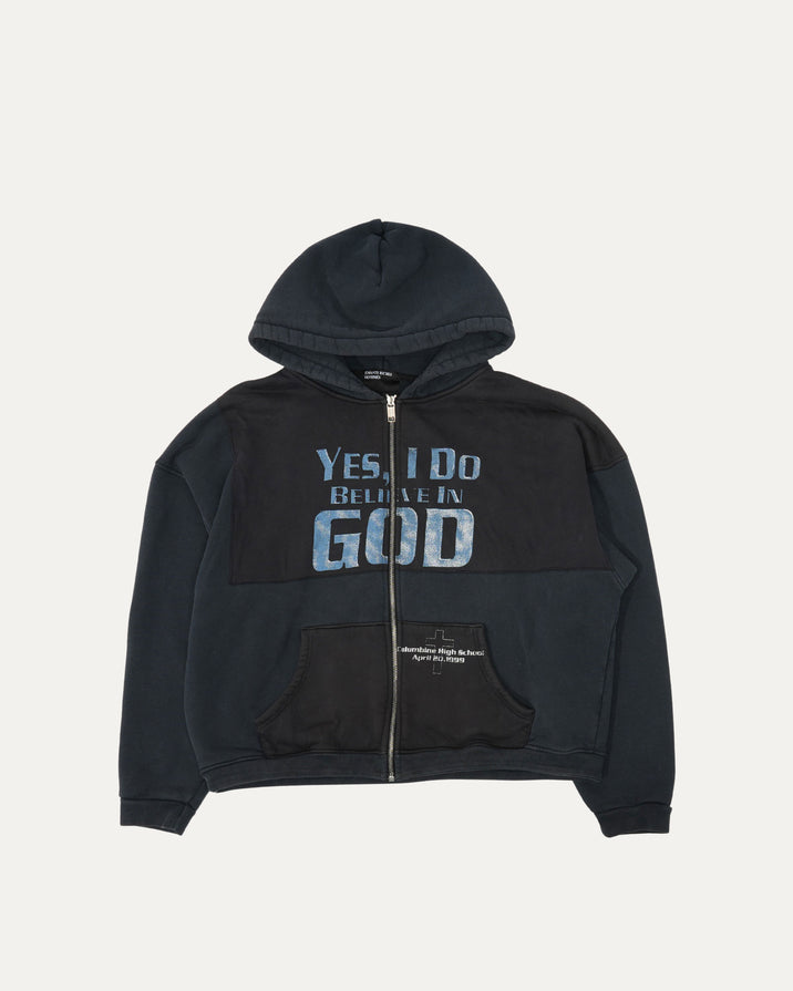 I Believe In God Assemblage Zip Hoodie