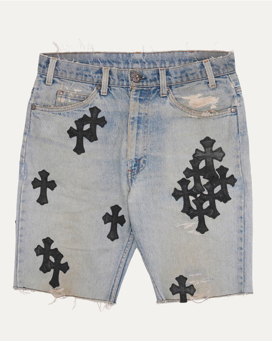 Levi's 505 Orange Tab Cross Patch Cutoff Denim Shorts