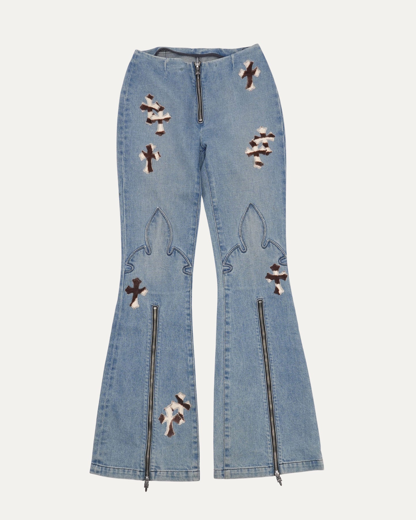 Cross Patch Fleur Knee Flared Jeans