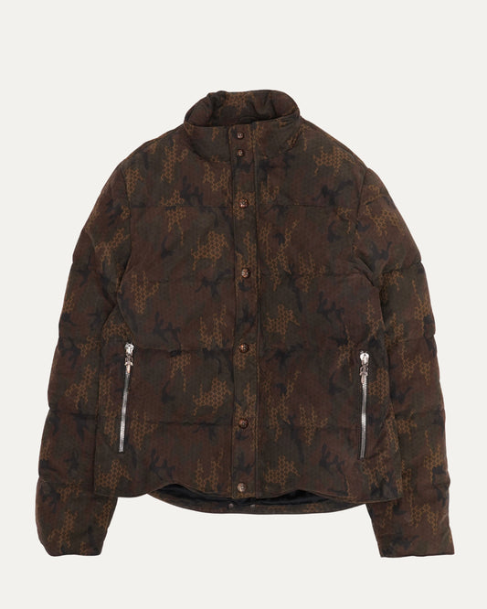 Monogram Camouflage Leather Stiff Puffer Jacket