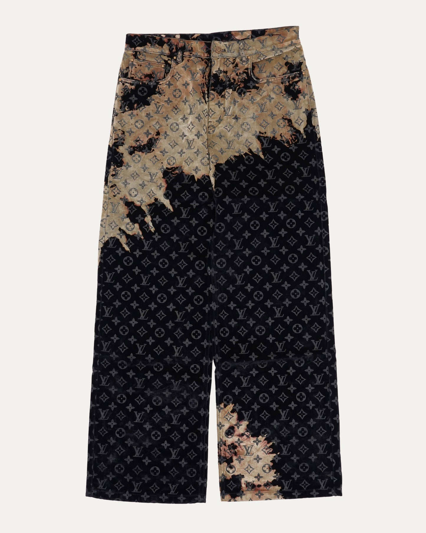 Bleached Flocked Monogram Pants
