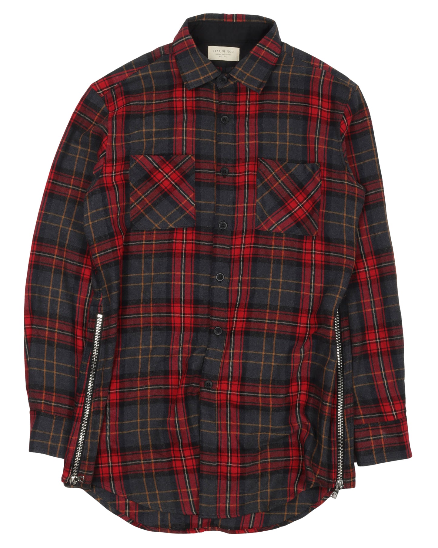 Side Zip Up Flannel Shirt