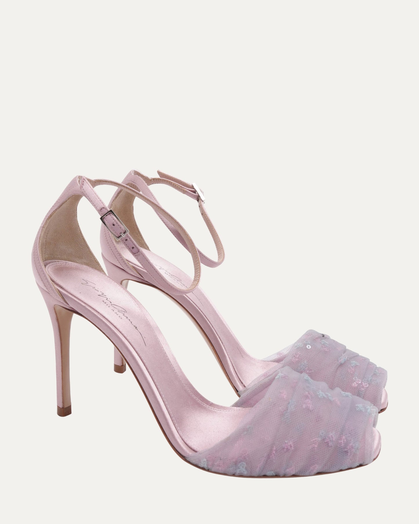 Embroidered Tulle Heels