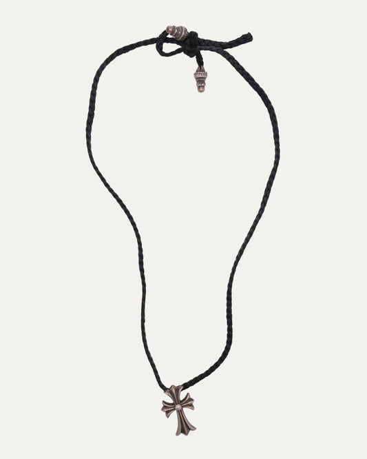 Cross Pendant w/ Braided Leather Necklace