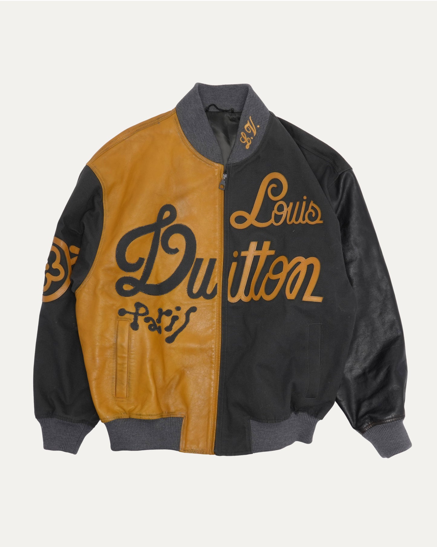 Canvas Leather Bomber Jacket