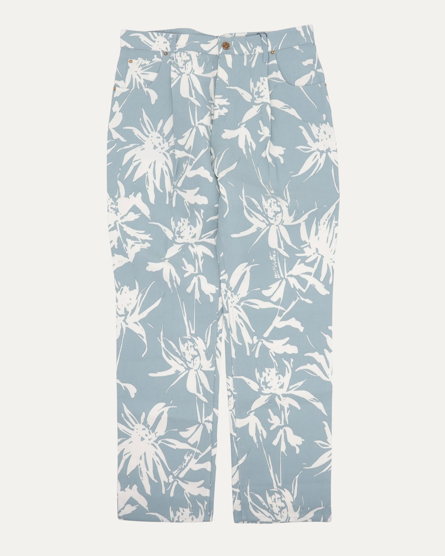 Pleated Floral Jeans