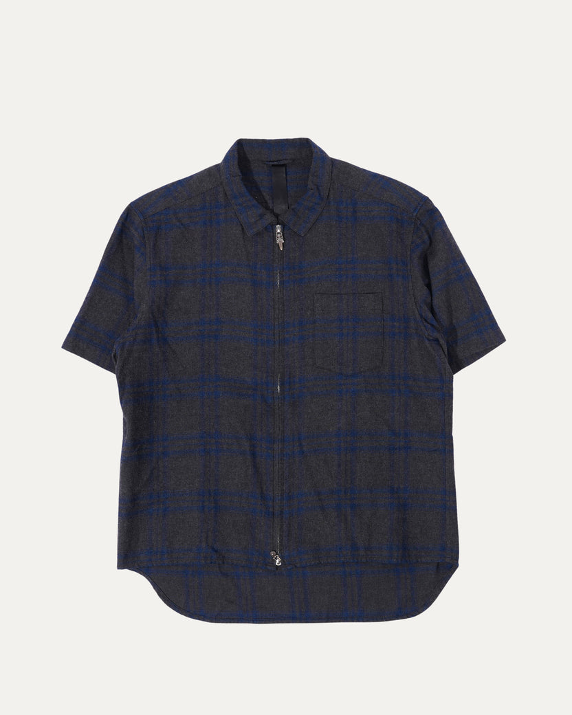 Short Sleeve Flannel Zip Up Shirt