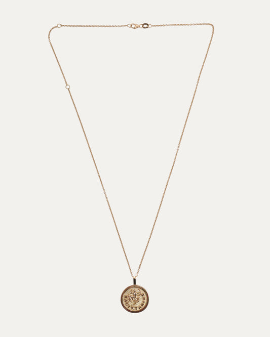 Gold Diamond Sagittarius Coin Necklace