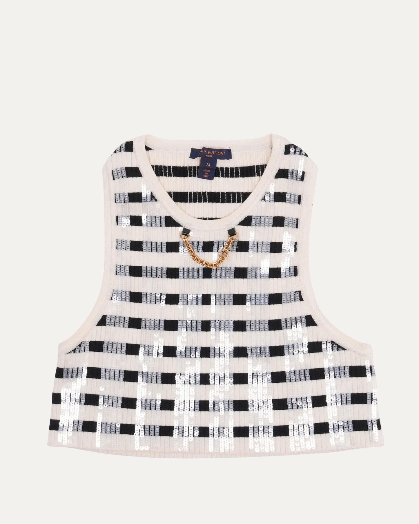 Striped Sequin Knit Crop Top