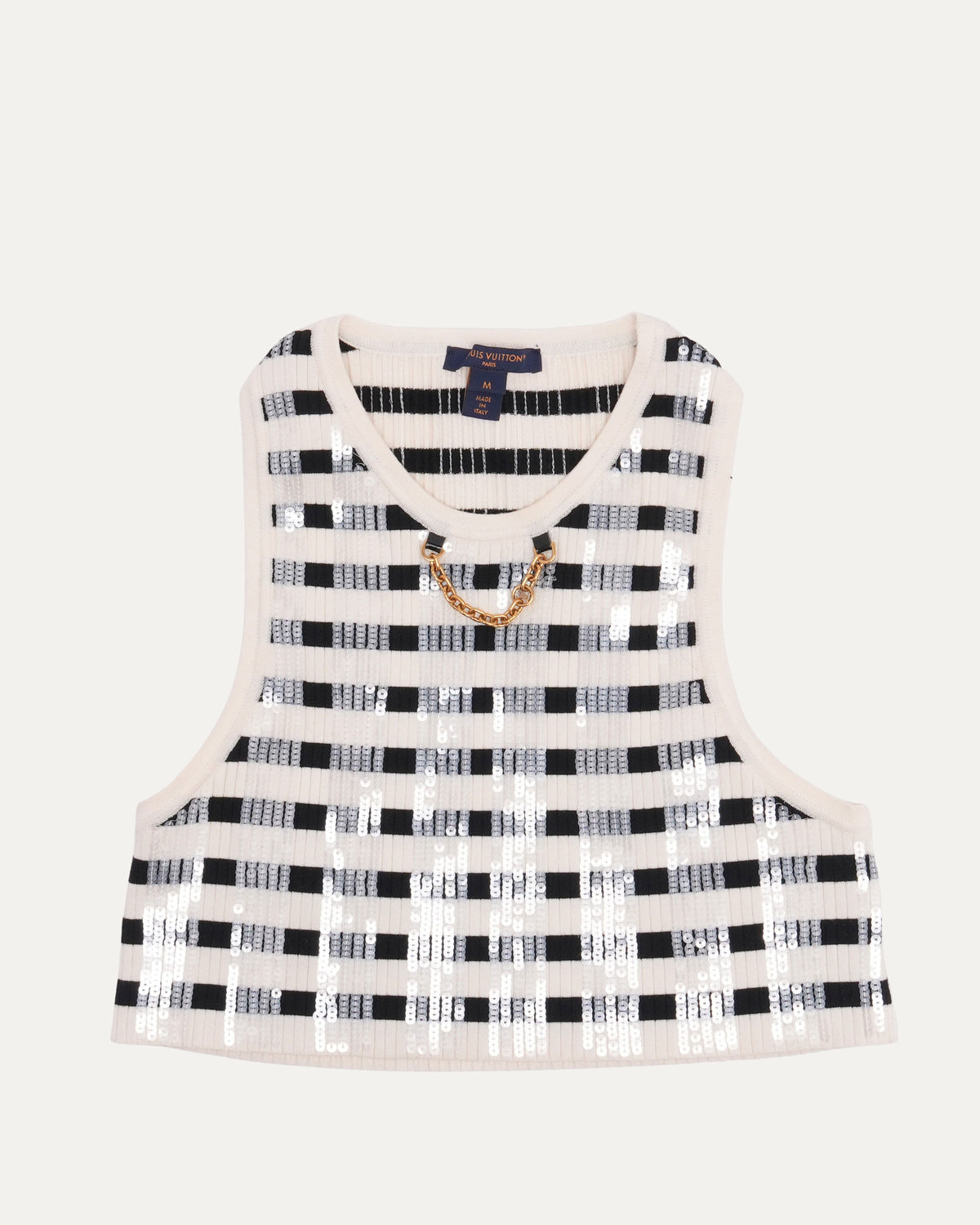 Striped Sequin Knit Crop Top