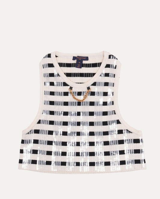 Striped Sequin Knit Crop Top