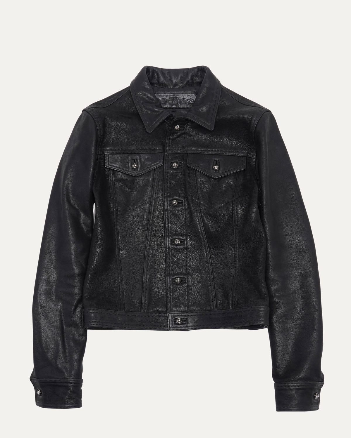 Star Embellished Leather Trucker Jacket