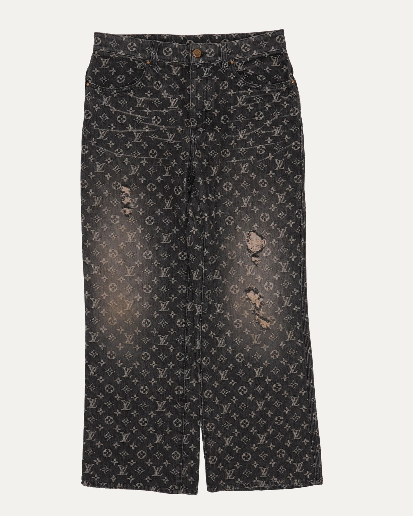 Distressed Monogram Jeans