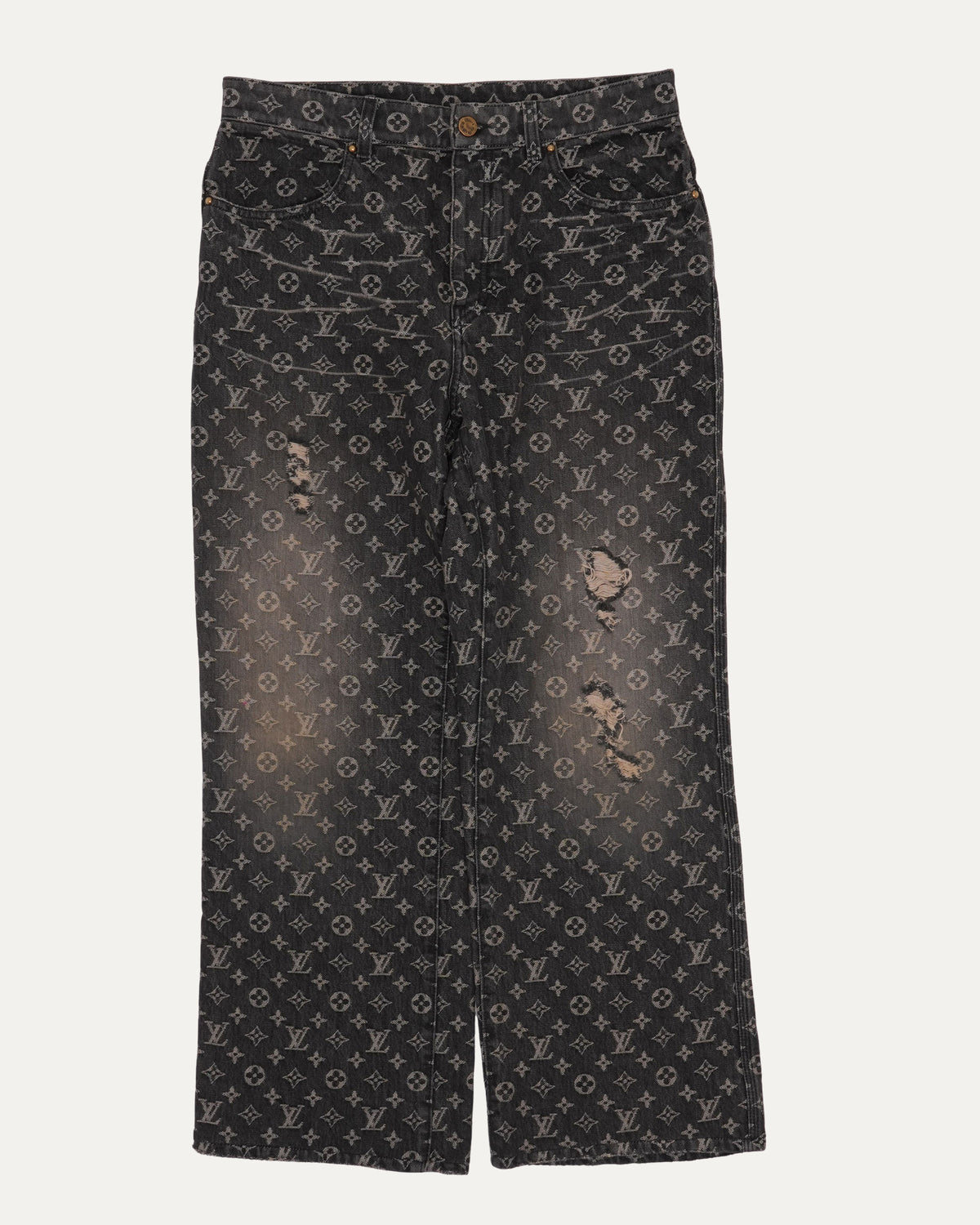 Distressed Monogram Jeans