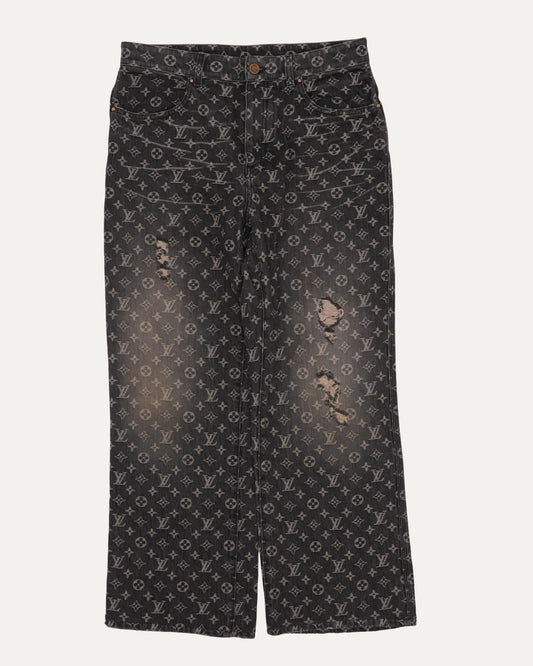 Distressed Monogram Jeans