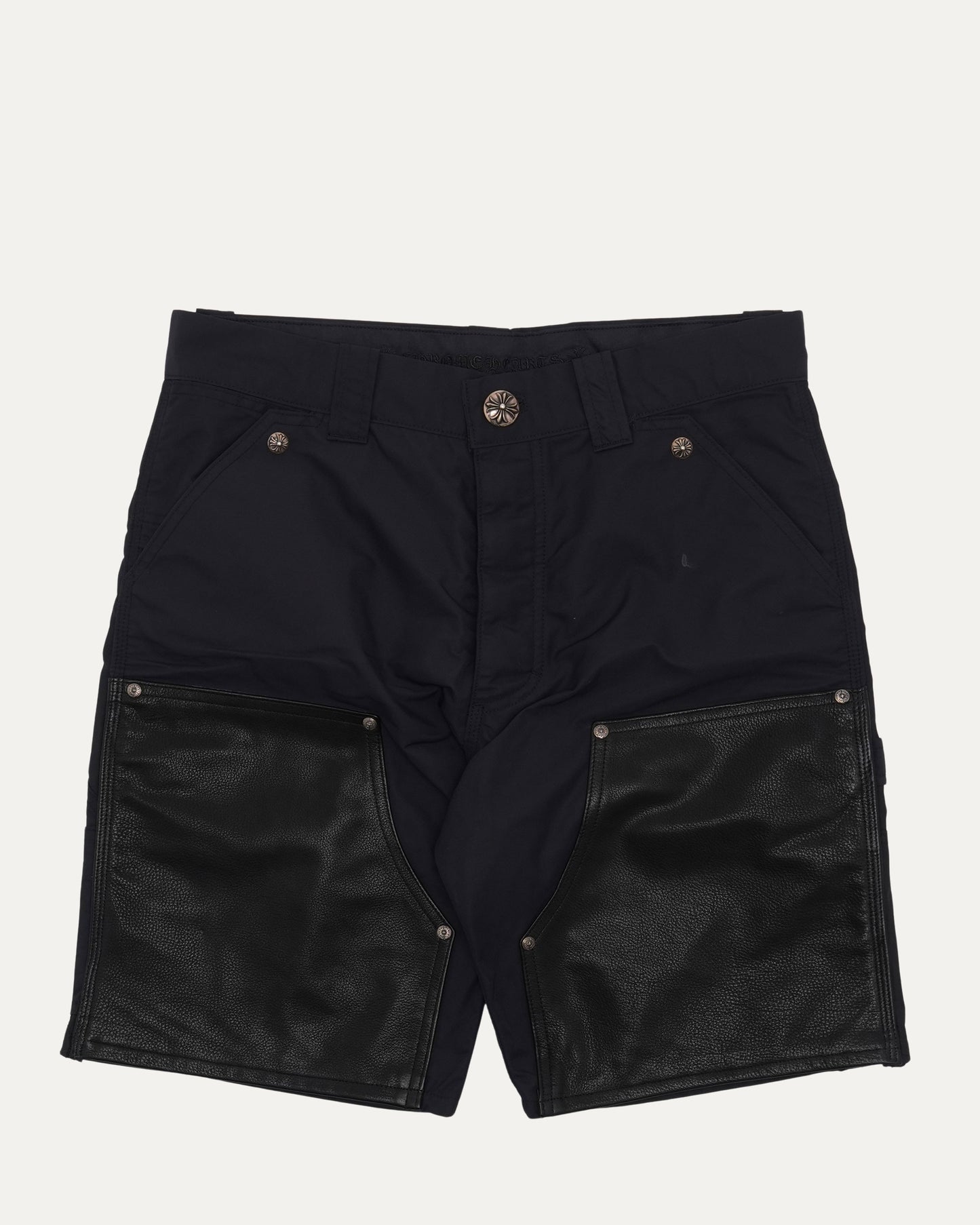 Nylon and Leather Double Knee Shorts