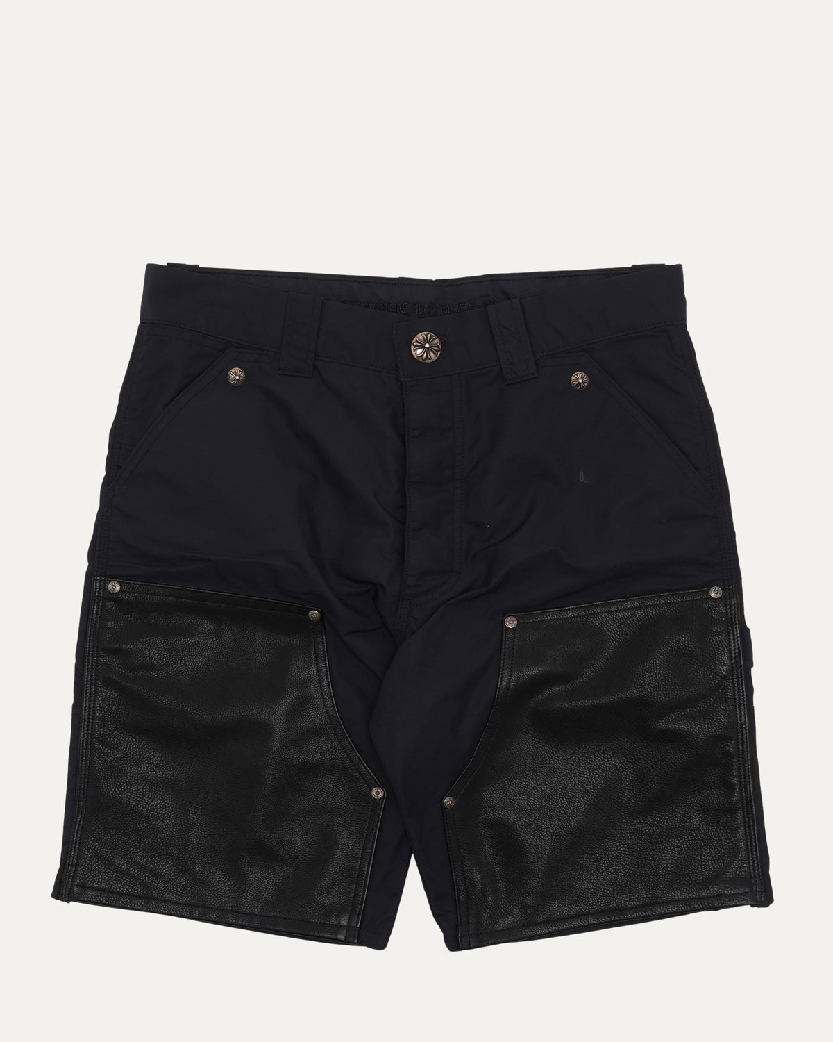 Nylon and Leather Double Knee Shorts
