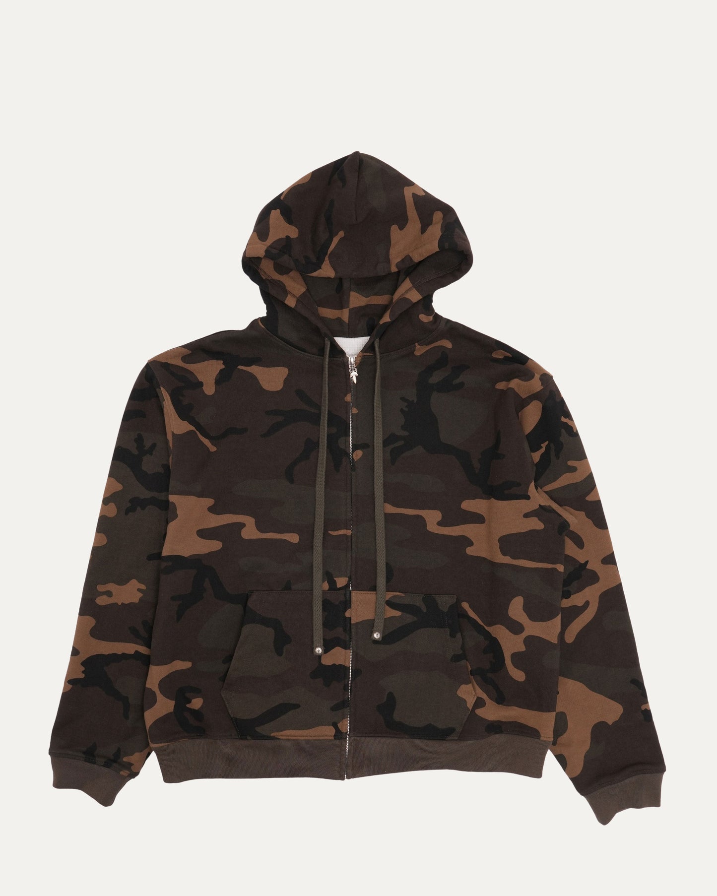 Camouflage Horseshoe Floral Cross Patch Thermal Zip Hoodie