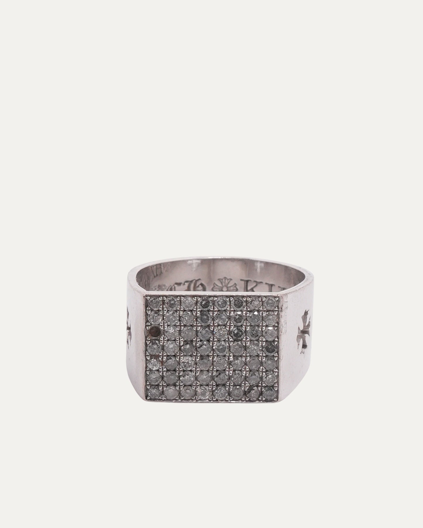 18k White Gold Diamond Cigar Band Ring