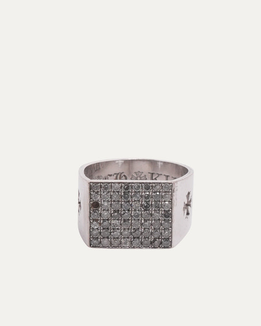 18k White Gold Diamond Cigar Band Ring