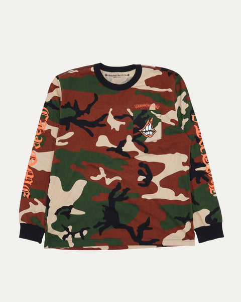 Chrome Hearts Camouflage Matty Boy Caution Long Sleeve T-Shirt