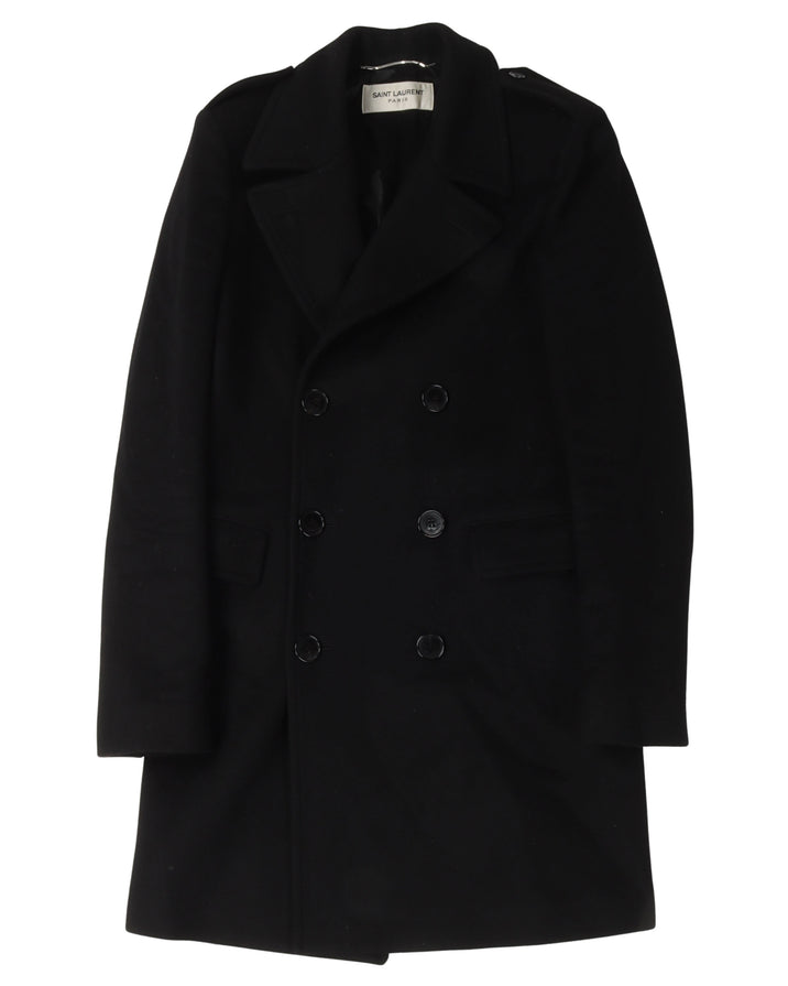 Double-Breasted Wool Blend Coat